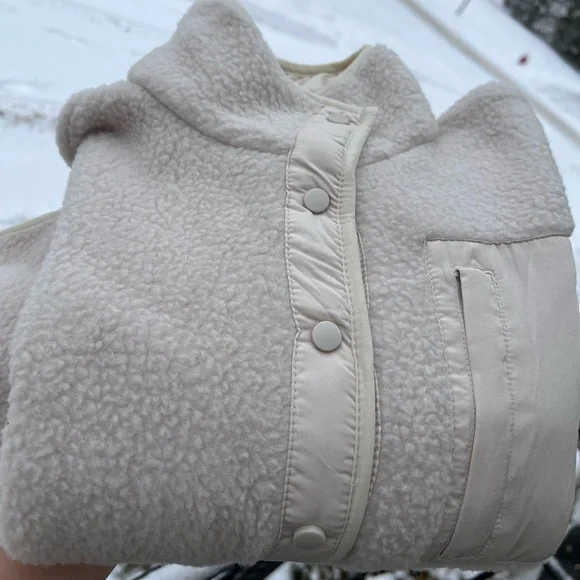 NWT Wilo The Label snap funnel neck fleece pullover in cream/beige size XS women - Picture 10 of 10